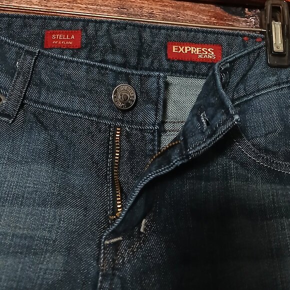 Vintage Express Jeans Size 4 Stella Fit & Flare Low Rise Dark Wash Denim '04 - Picture 6 of 10